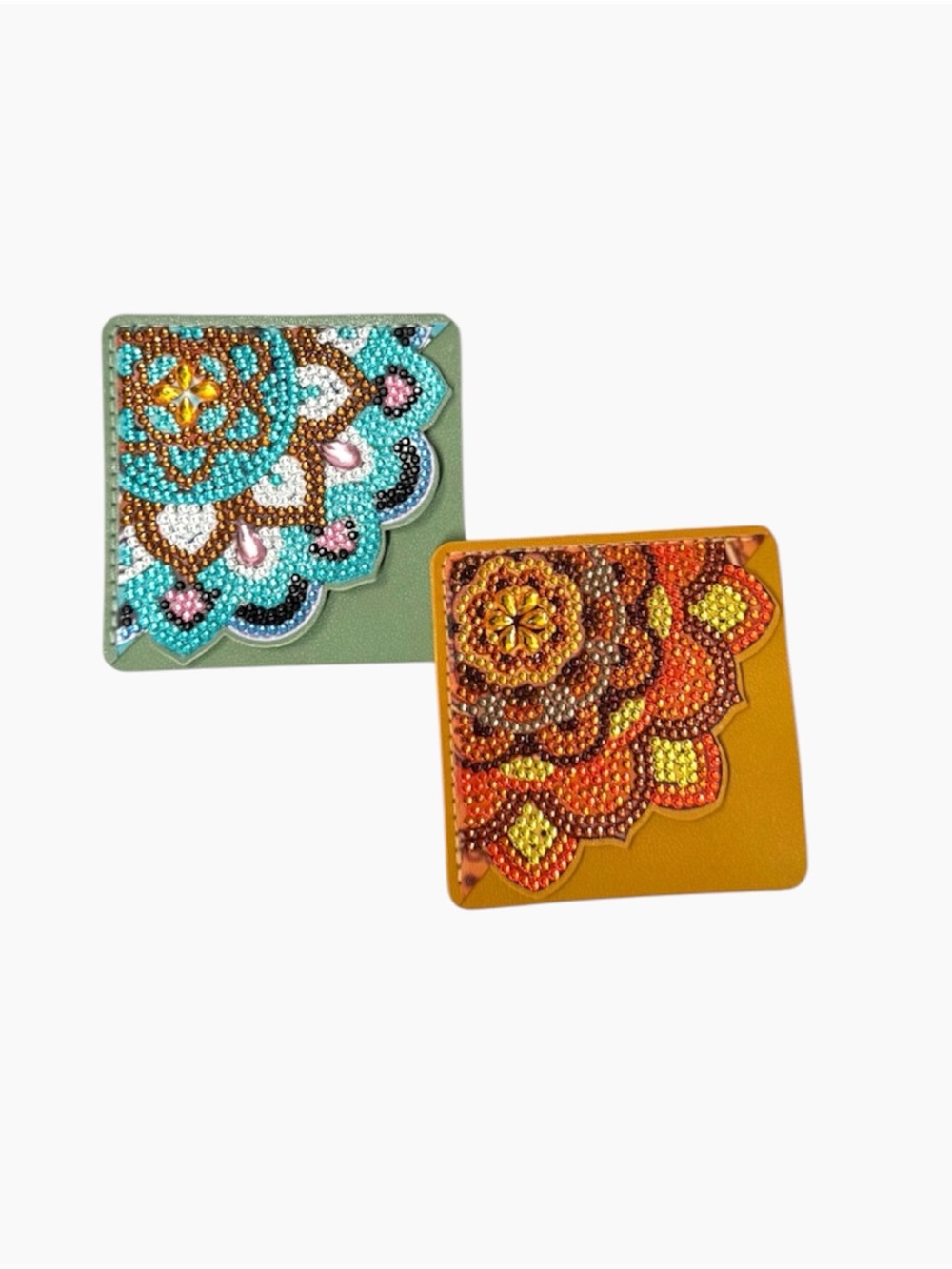 Diamond Art Faux Leather Corner Bookmarks- Set of 2